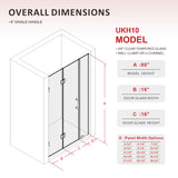 UKH10 60-1/2 in. to 63-3/8 in. W X 80 in. H Frameless BI-Fold Shower Door with U-Chanel and 3/8 in. (10mm) Clear Glass