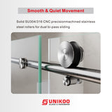 Puerta corredera para bañera sin marco UKS03-56 a 60 pulgadas de ancho x 66 pulgadas de alto con vidrio transparente EnduroShield de 5/16 pulgadas SGCC