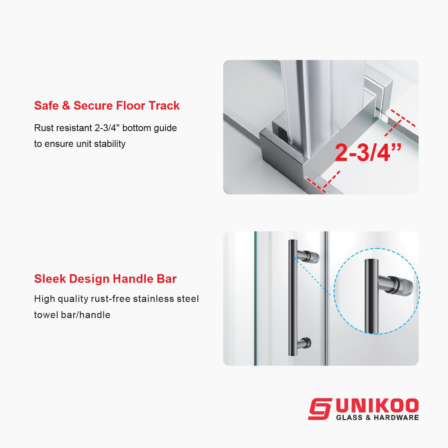 Puerta corredera para bañera sin marco UKS03-56 a 60 pulgadas de ancho x 66 pulgadas de alto con vidrio transparente EnduroShield de 5/16 pulgadas SGCC