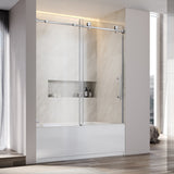 Puerta corredera para bañera sin marco UKS03-56 a 60 pulgadas de ancho x 66 pulgadas de alto con vidrio transparente EnduroShield de 5/16 pulgadas SGCC