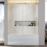 Puerta corredera para bañera sin marco UKS03-56 a 60 pulgadas de ancho x 66 pulgadas de alto con vidrio transparente EnduroShield de 5/16 pulgadas SGCC