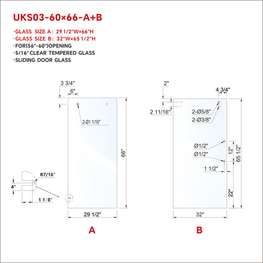 UKS03 SLIDING DOOR GLASS (A+B) WITH ENDURO SHILED COATING ON BOTH SIDES
