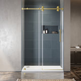 UKS04 - Puerta de ducha corrediza sin marco de 46 a 49 pulgadas de ancho x 76 u 80 pulgadas de alto, vidrio transparente EnduroShield SGCC de 3/8 de pulgada