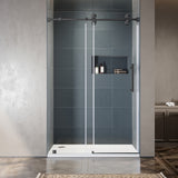 UKS04 - Puerta de ducha corrediza sin marco de 46 a 49 pulgadas de ancho x 76 u 80 pulgadas de alto, vidrio transparente EnduroShield SGCC de 3/8 de pulgada