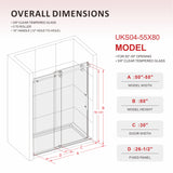 UKS04 -50 to 55 in. W x 76 or 80 in. H Sliding Frameless Shower Door, EnduroShield 3/8 in. SGCC Clear Glass