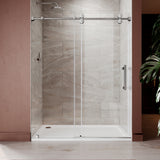 Puerta de ducha corrediza sin marco UKS04 -61 a 65 pulgadas de ancho x 76 u 80 pulgadas de alto, vidrio transparente EnduroShield SGCC de 3/8 pulgadas