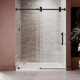 Puerta de ducha corrediza sin marco UKS04 -61 a 65 pulgadas de ancho x 76 u 80 pulgadas de alto, vidrio transparente EnduroShield SGCC de 3/8 pulgadas