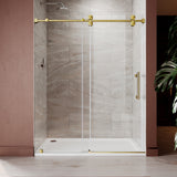 Puerta de ducha corrediza sin marco UKS04 -61 a 65 pulgadas de ancho x 76 u 80 pulgadas de alto, vidrio transparente EnduroShield SGCC de 3/8 pulgadas