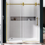 Puerta de ducha corrediza sin marco UKS04 -61 a 65 pulgadas de ancho x 76 u 80 pulgadas de alto, vidrio transparente EnduroShield SGCC de 3/8 pulgadas