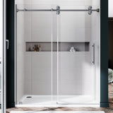Puerta de ducha corrediza sin marco UKS04 -61 a 65 pulgadas de ancho x 76 u 80 pulgadas de alto, vidrio transparente EnduroShield SGCC de 3/8 pulgadas