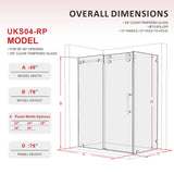 UKS04RP 50 to 55 in. W X 38-40 in. D X 76 in. H Frameless Sliding Shower Door in with EnduroShield 3/8 in. Clear Glass