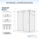 UKS04RP 66 to 72 in. W X 38-40 in. D X 80 in. H U-Channel Frameless Sliding Shower Door  with EnduroShield 3/8 in. Clear Glass