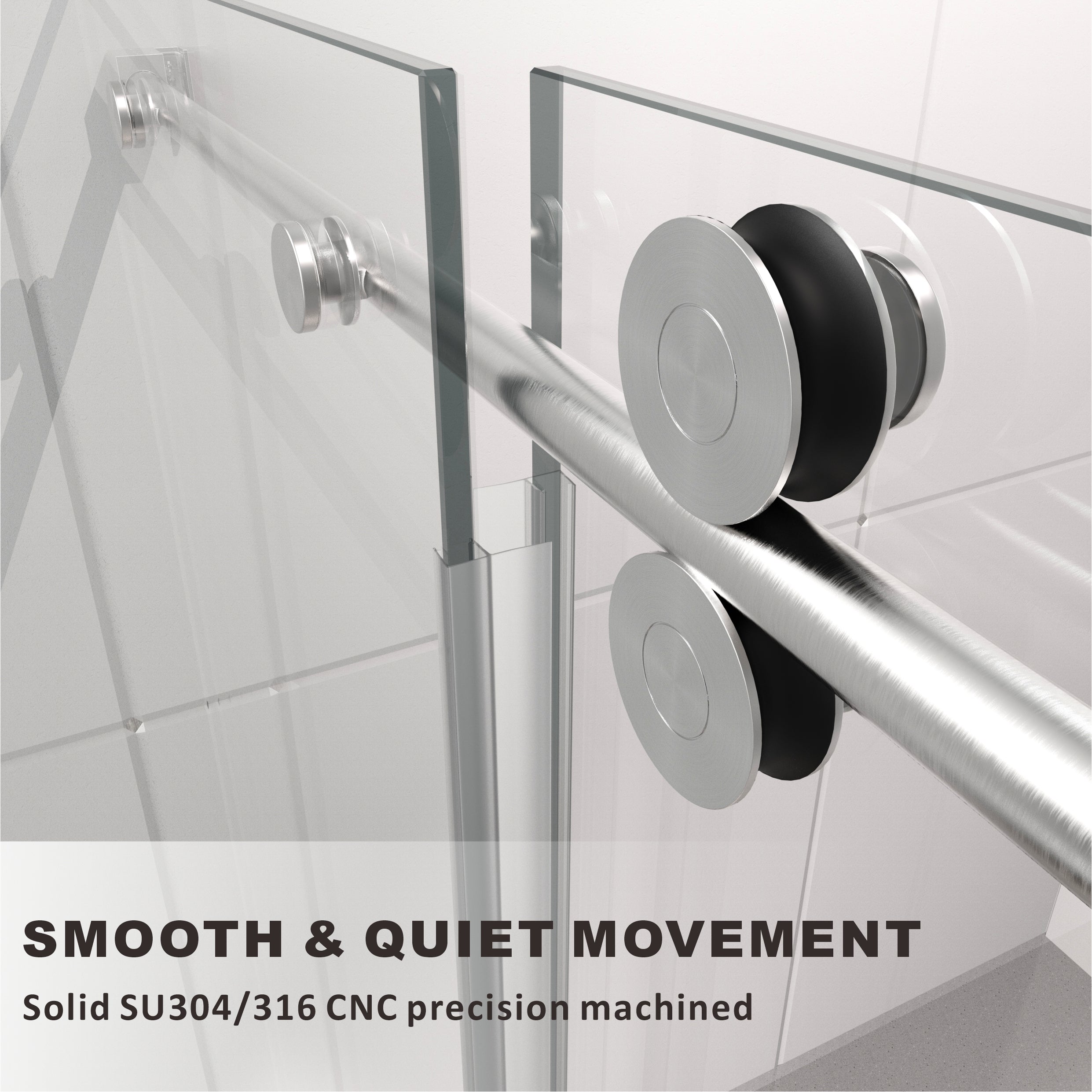 UKS04RP 50 to 55 in. W X 38-40 in. D X 76 in. H Frameless Sliding Shower Door in with EnduroShield 3/8 in. Clear Glass