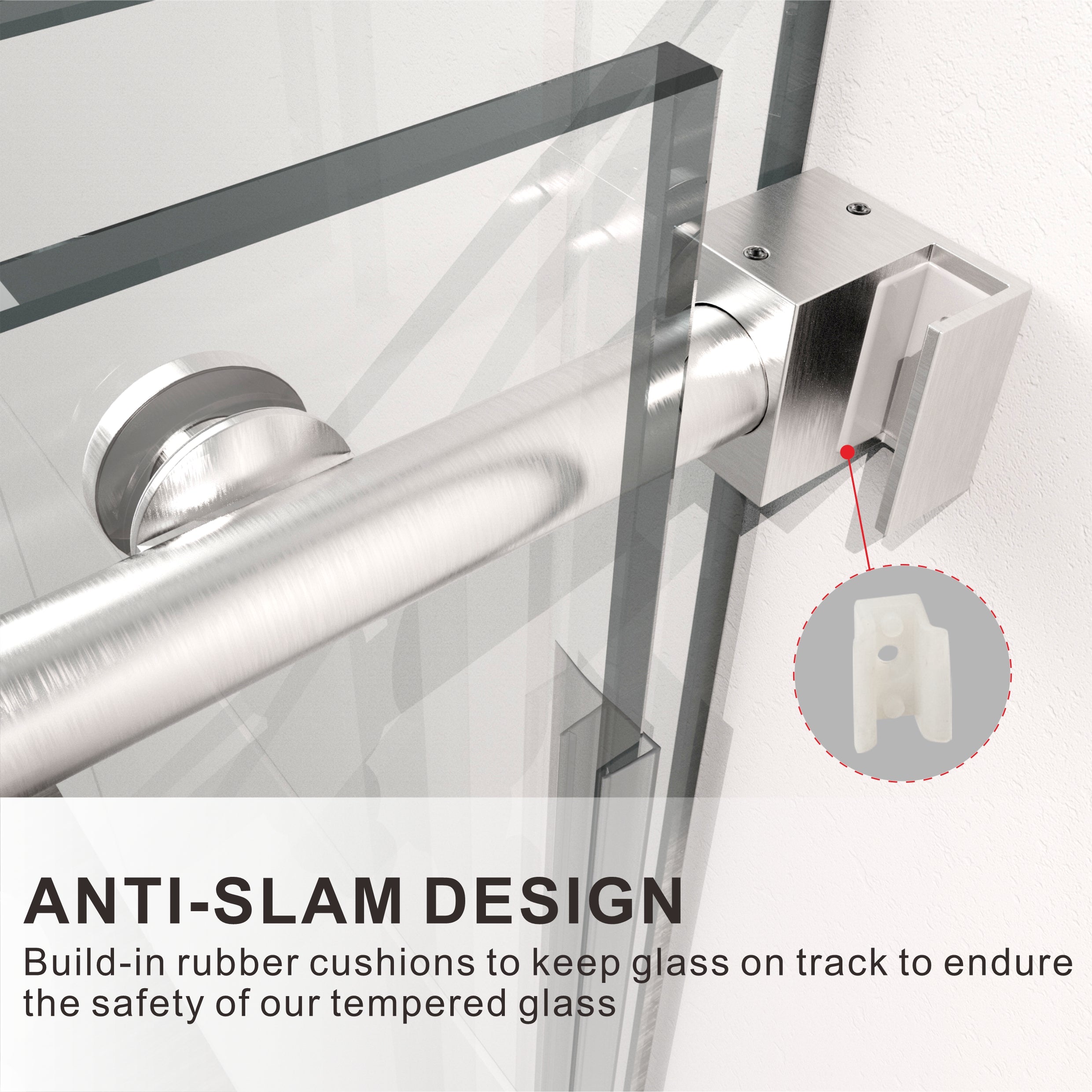 UKS04RP 50 to 55 in. W X 38-40 in. D X 76 in. H Frameless Sliding Shower Door in with EnduroShield 3/8 in. Clear Glass