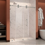 Puerta de ducha corrediza sin marco UKS04 -61 a 65 pulgadas de ancho x 76 u 80 pulgadas de alto, vidrio transparente EnduroShield SGCC de 3/8 pulgadas