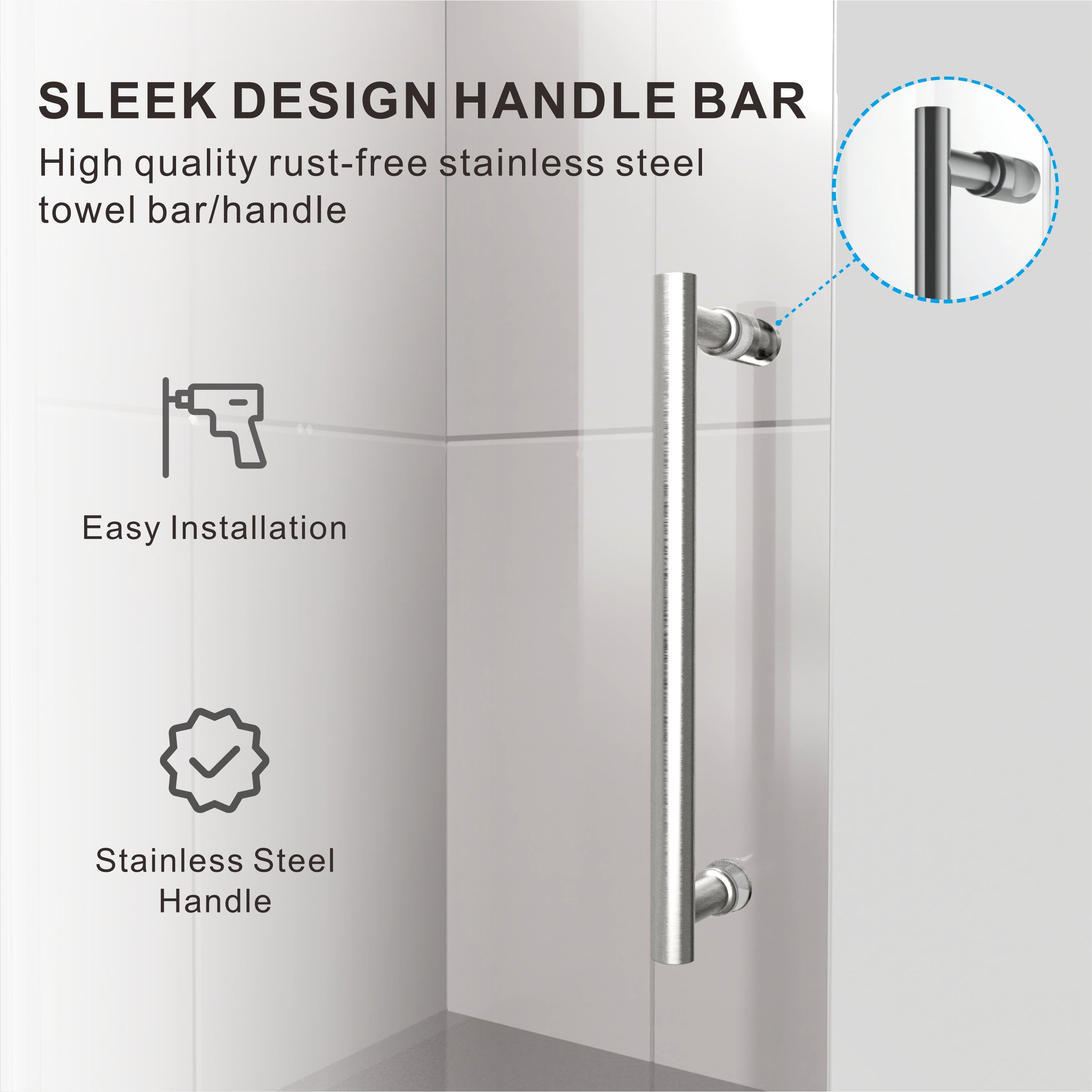 UKS04 -50 to 55 in. W x 76 or 80 in. H Sliding Frameless Shower Door, EnduroShield 3/8 in. SGCC Clear Glass