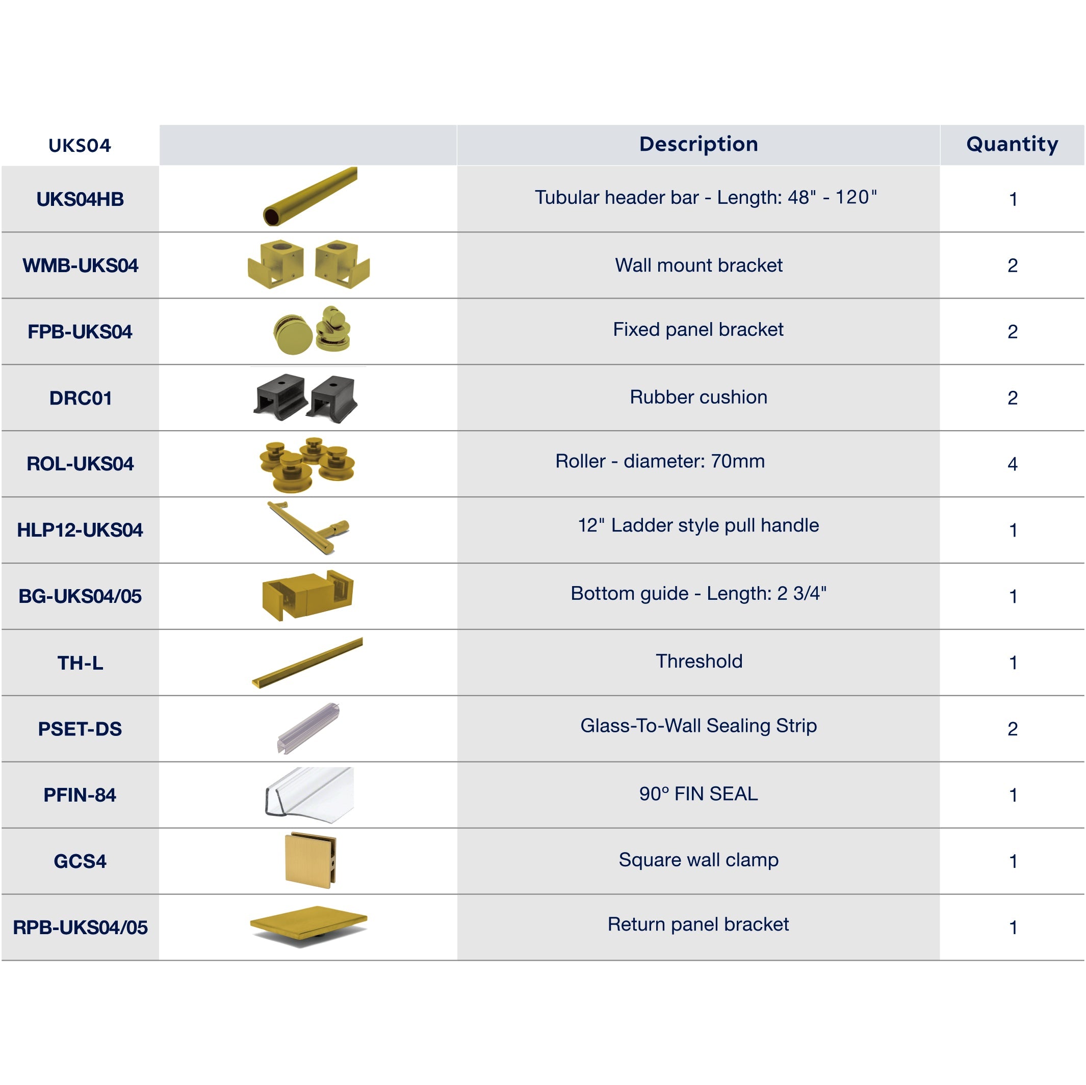 UKS04 66' - 72' SLIDING DOOR HARDWARE KIT