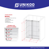 UKS05 - 46 to 49 in. W x 76 or 80 in. H Sliding Frameless Shower Door, EnduroShield 3/8 in. SGCC Clear Glass -wholesale