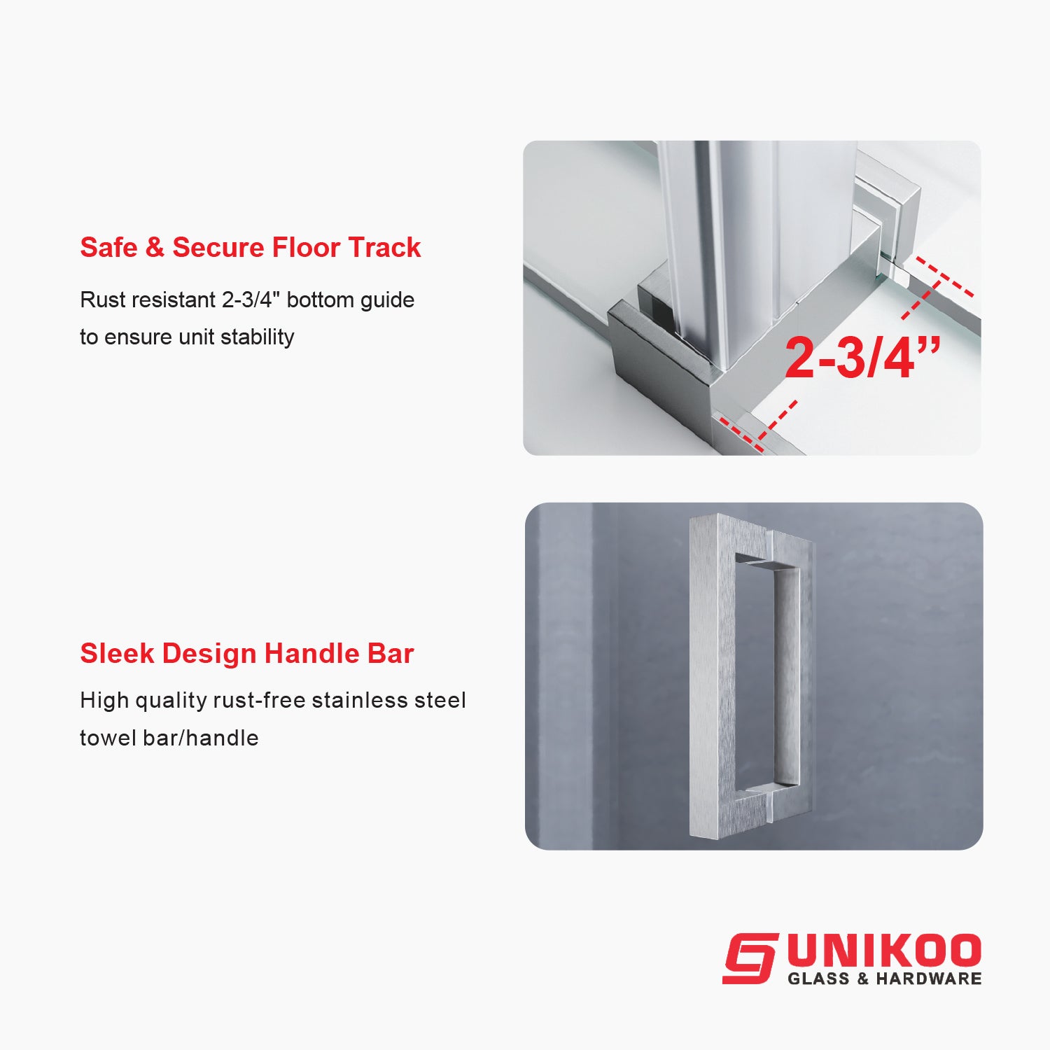 UKS05 - Puerta de ducha corredera sin marco de 50 a 55 pulgadas de ancho x 76 u 80 pulgadas de alto, vidrio transparente EnduroShield de 3/8 de pulgada SGCC