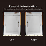 UKS05 - Puerta de ducha corredera sin marco de 50 a 55 pulgadas de ancho x 76 u 80 pulgadas de alto, vidrio transparente EnduroShield de 3/8 de pulgada SGCC