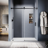 UKS05 - Puerta de ducha corredera sin marco de 50 a 55 pulgadas de ancho x 76 u 80 pulgadas de alto, vidrio transparente EnduroShield de 3/8 de pulgada SGCC