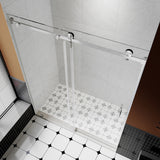 UKS05 - Puerta de ducha corredera sin marco de 50 a 55 pulgadas de ancho x 76 u 80 pulgadas de alto, vidrio transparente EnduroShield de 3/8 de pulgada SGCC