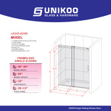 UKS05-56 to 60 in. W x 66 in. H Sliding Frameless Bathtub Door with EnduroShield 3/8" SGCC Clear Glass -wholesale