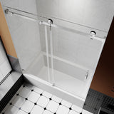 UKS05-56 to 60 in. W x 66 in. H Sliding Frameless Bathtub Door with EnduroShield 3/8" SGCC Clear Glass -wholesale