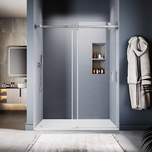 UKS05 - 56 to 60 in. W x 80 in. H Sliding Frameless Shower Door, EnduroShield 3/8 in. SGCC Clear Glass