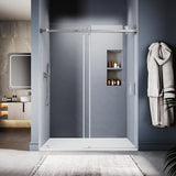 UKS05 - Puerta de ducha corrediza sin marco de 56 a 60 pulgadas de ancho x 80 pulgadas de alto, vidrio transparente EnduroShield de 3/8 de pulgada SGCC