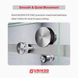 UKS05 - Puerta de ducha corrediza sin marco de 66 a 72 pulgadas de ancho x 76 u 80 pulgadas de alto, vidrio transparente EnduroShield SGCC de 3/8 pulgadas