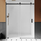 UKS05 - Puerta de ducha corrediza sin marco de 66 a 72 pulgadas de ancho x 76 u 80 pulgadas de alto, vidrio transparente EnduroShield SGCC de 3/8 pulgadas