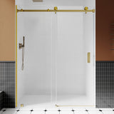 UKS05 - Puerta de ducha corrediza sin marco de 66 a 72 pulgadas de ancho x 76 u 80 pulgadas de alto, vidrio transparente EnduroShield SGCC de 3/8 pulgadas