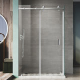 UKS05RP 61 to 65 in. W X 35-1/8 to 36 in. D X 76 in. H U-Channel Frameless Sliding Shower Door with EnduroShield 3/8 in. Clear Glass