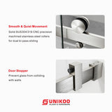 Puerta corredera individual sin marco para bañera UKS09, de 56 a 60 pulgadas de ancho x 66 pulgadas de alto, en negro mate con vidrio transparente EnduroShield de 3/8".