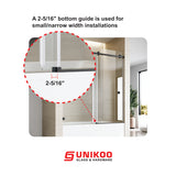 Puerta corredera individual sin marco para bañera UKS09, de 56 a 60 pulgadas de ancho x 66 pulgadas de alto, en negro mate con vidrio transparente EnduroShield de 3/8".