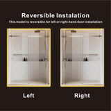 Puerta corredera individual sin marco para bañera UKS09, de 56 a 60 pulgadas de ancho x 66 pulgadas de alto, en negro mate con vidrio transparente EnduroShield de 3/8".