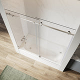 Puerta corredera individual sin marco para bañera UKS09, de 56 a 60 pulgadas de ancho x 66 pulgadas de alto, en negro mate con vidrio transparente EnduroShield de 3/8".