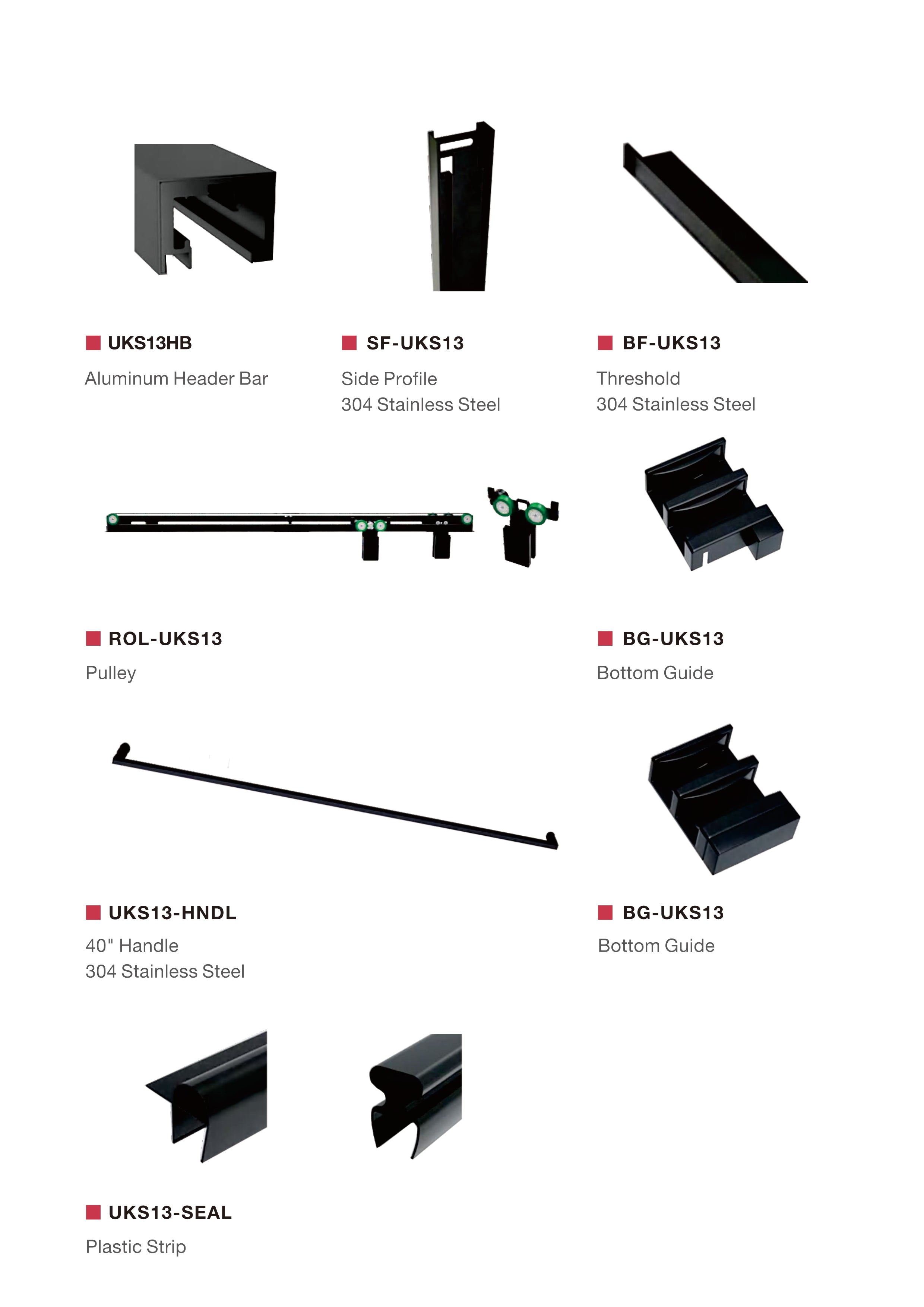 UKS13 60" X 66" SLIDING DOOR HARDWARE KIT
