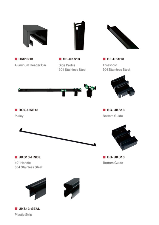 UKS13 60" X 76" SLIDING DOOR HARDWARE KIT
