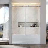 UNIKOO - Cabina de ducha corredera individual ajustable sin marco de acero inoxidable con (1) manija doble de 16”