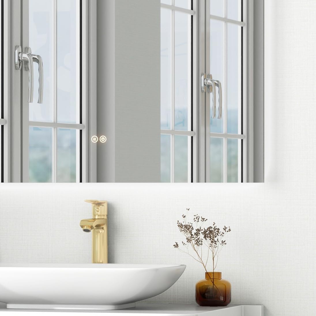 LED Backlit Bathroom Vanity Mirror with Dual Lighting, Anti-Fog, 3-Color Dimmable CRI90+, Memory Function, and Shatter-Proof Glass