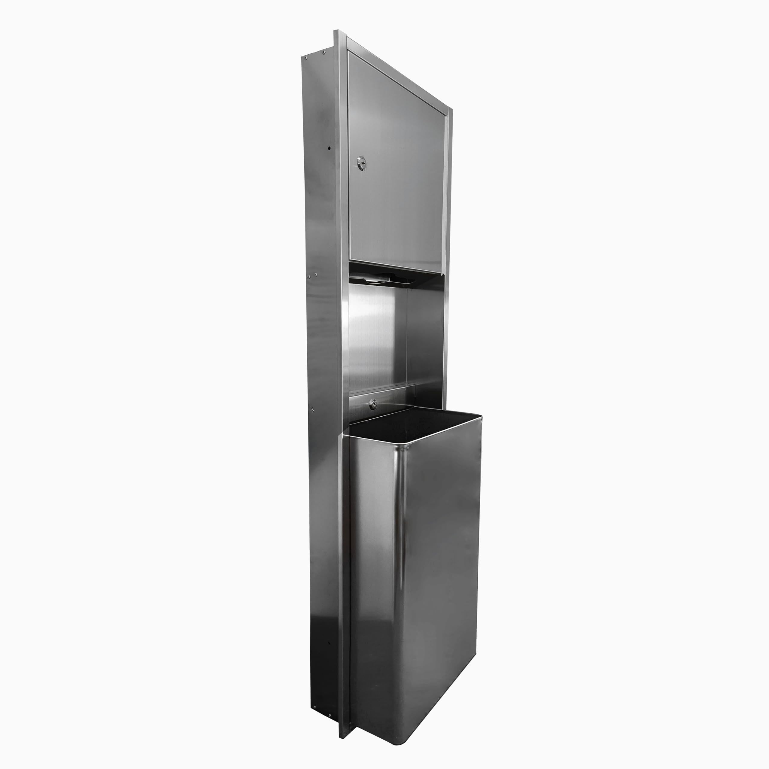 Unikoo Recessed Paper Towel Dispenser with Wall Trash Can, 13.75 x 8.06 x 47.25 Stainless Steel