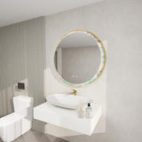 24 in. W x 24 in. H Round Stain Steel Framed LED Light Anti-Fog Bathroom Vanity Mirror