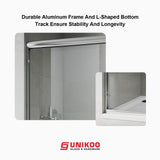 Puerta de ducha corredera doble UNIKOO de 56"-60" de ancho × 72" de alto, semiframeless, de acero inoxidable, en cromo brillante, con vidrio templado transparente certificado de 1/4" (6 mm). Serie Countesss UKD07-6072-CH