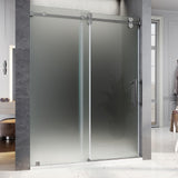 UNIKOO Frameless Stainless Steel Sliding Shower Door with 3/8" (10mm) Certified Tempered Acid-Etch e Glass. The King Series