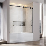 UNIKOO - Cabina de ducha corredera individual ajustable sin marco de acero inoxidable con (1) manija doble de 16”