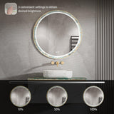 24 in. W x 24 in. H Round Stain Steel Framed LED Light Anti-Fog Bathroom Vanity Mirror