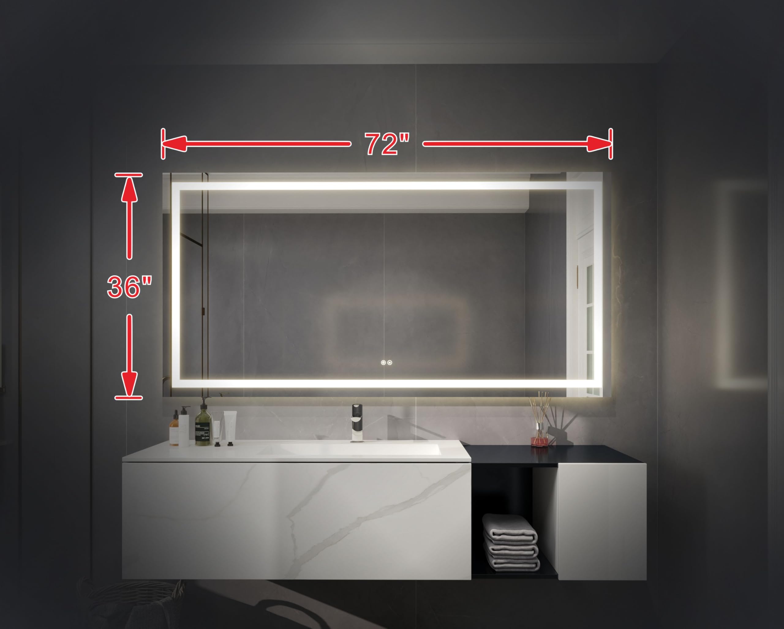 LED Backlit Bathroom Vanity Mirror with Dual Lighting, Anti-Fog, 3-Color Dimmable CRI90+, Memory Function, and Shatter-Proof Glass