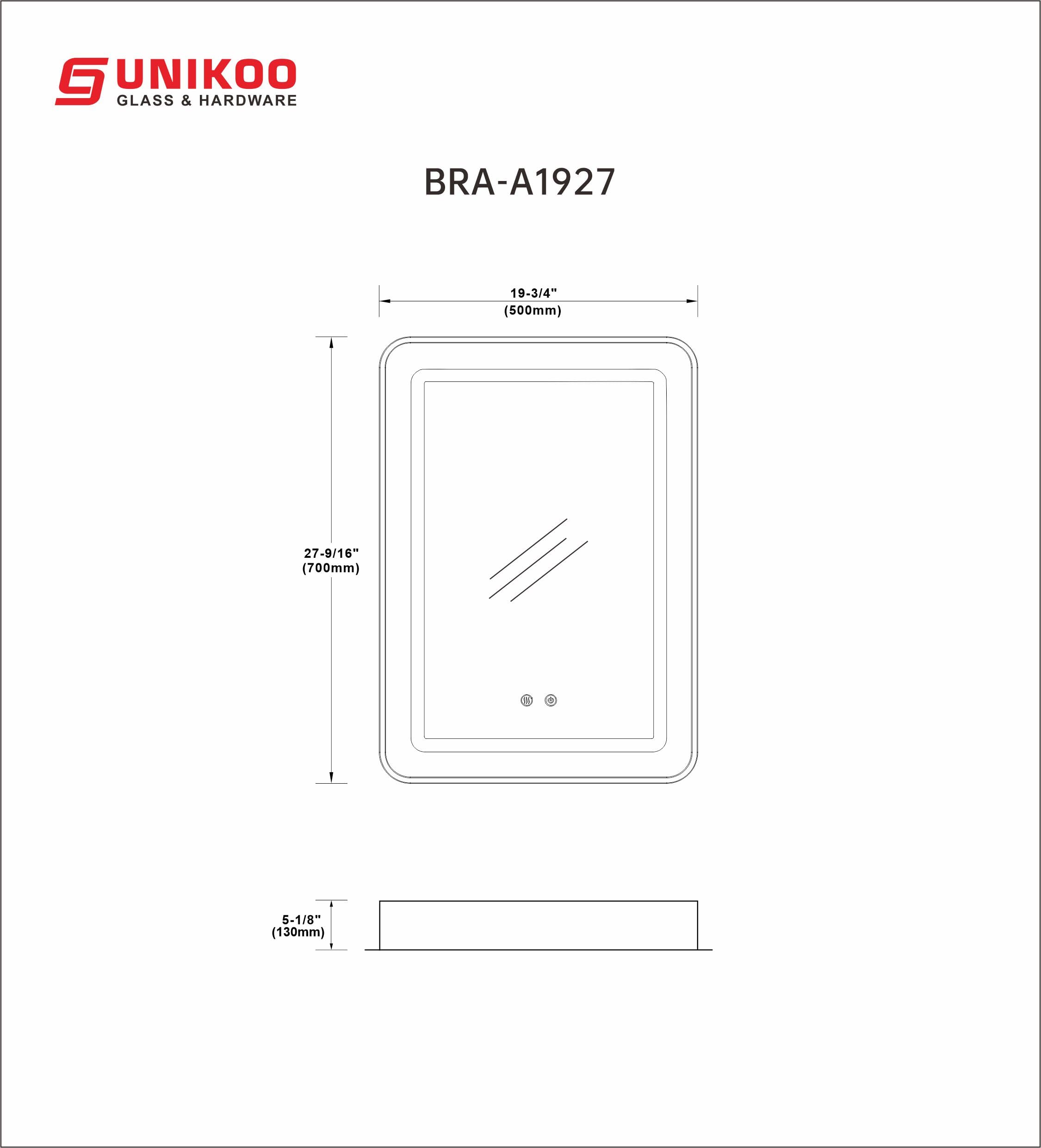 19-1/4 in. W x 27-1/4 in. H Surface Mount Right LED Light Mirror Anti-Fog Medicine Cabinet